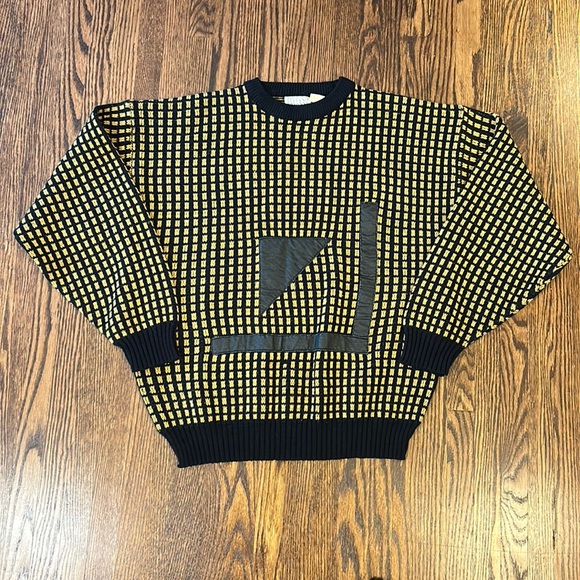 Vintage 90s Knit Sweater with Patches - Picture 1 of 11